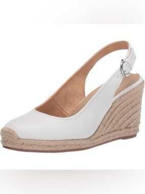 Naturalizer White Espadrille Slingback Leather Comfortable Wedge